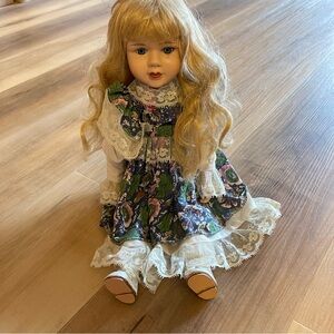 Vintage Blond Waves Prairie Porcelain Doll- Limited edition